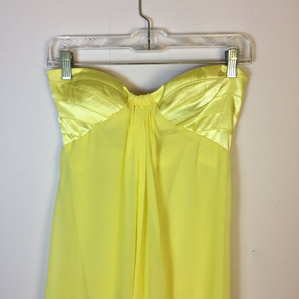 Adrianna Papell Hailey Strapless Maxi Dress Size 5/6 Womans Yellow Empire Waist - Picture 2 of 13